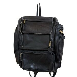 Frye black leather backpack commuter bag travel natural distressed biker school